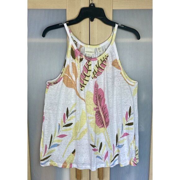 Cynthia Rowley Linen Floral Top Sz L Women’s Halter Casual Beach Resort Boho - Picture 1 of 4